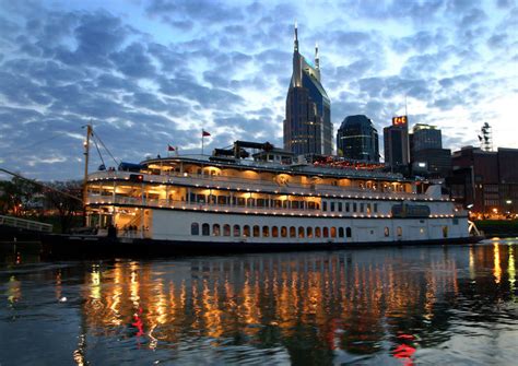 General jackson nashville - The General Jackson Showboat cruising past Downtown Nashville. The General Jackson Showboat is the modern version of the 1800s classic four-deck paddle-wheel steamship. This showboat is a great way to get your country music fix while cruising on the Cumberland River. If you're looking for fun things to do in Nashville at night, this …